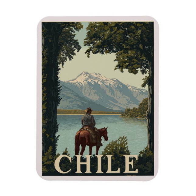 Chile Vintage Travel | Andes Mountain Magnet (Vertical)