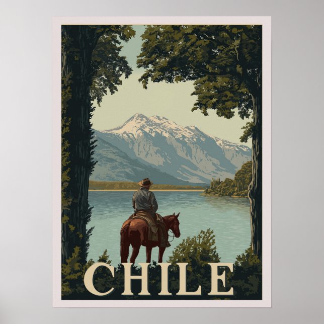 Chile Vintage Travel | Andes Mountain Poster (Front)