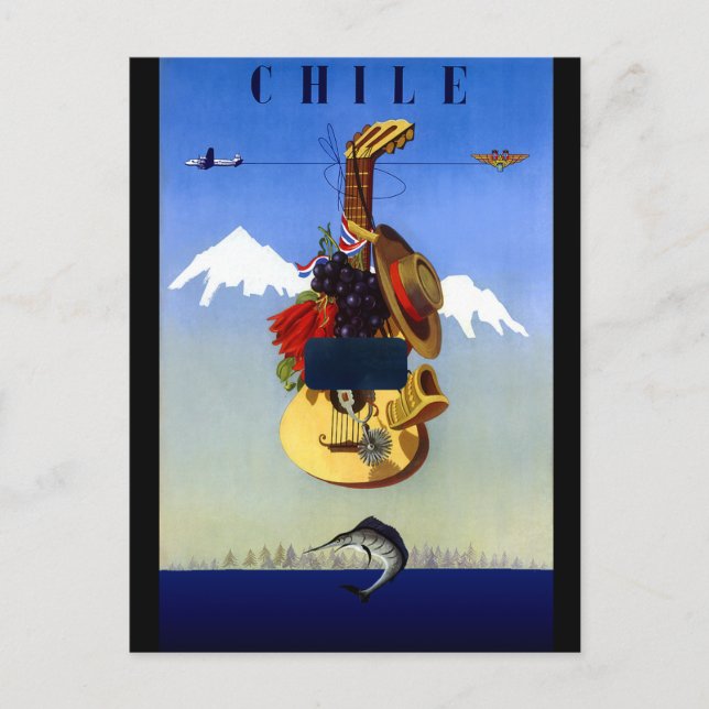 Chile Vintage Travel Poster Postcard (Front)