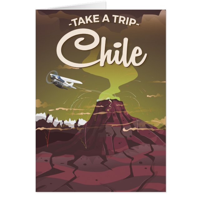 Chile Volcano vintage travel poster (Front)