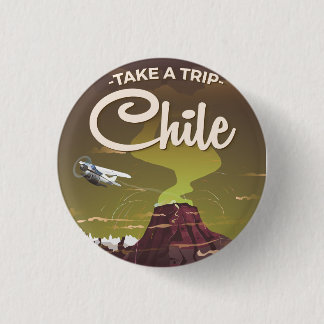Chile Volcano vintage travel poster 3 Cm Round Badge