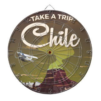 Chile Volcano vintage travel poster Dartboard