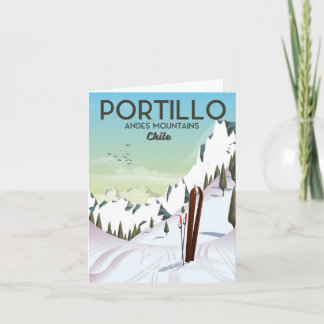 Chile Volcano vintage travel poster Holiday Card