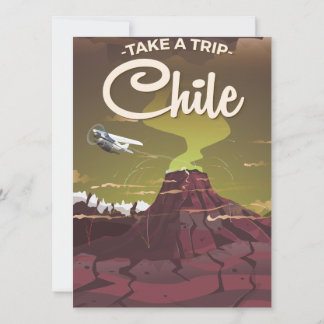 Chile Volcano vintage travel poster Invitation