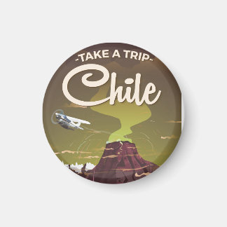 Chile Volcano vintage travel poster Magnet
