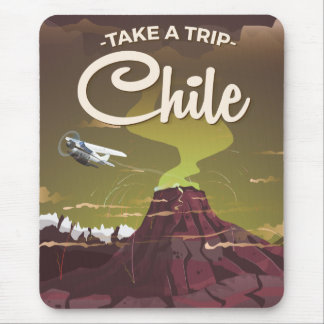 Chile Volcano vintage travel poster Mouse Mat