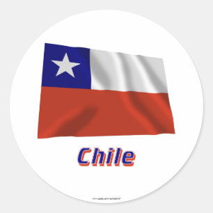 Chile Waving Flag with Name Classic Round Sticker