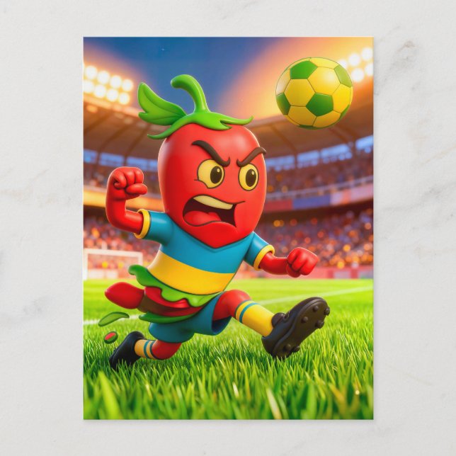 Chilean chilli pepper soccer player in stadium postcard (Front)