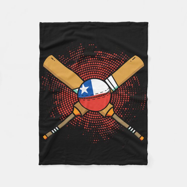 Chilean Cricket Racket And Ll Flag Of Chile  Fleece Blanket (Front)