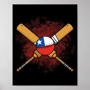 Chilean Cricket Racket And Ll Flag Of Chile Poster