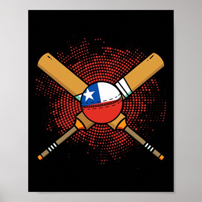 Chilean Cricket Racket And Ll Flag Of Chile  Poster (Front)