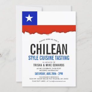 Chilean Cuisine   Party Flag White Invite