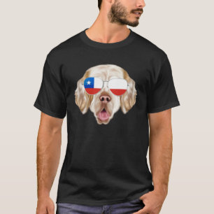 Chilean Flag Clumber Spaniel Dog Chile Pocket T-Shirt