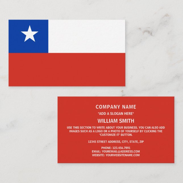 Chilean Flag, Flag of Chile Business Card (Front/Back)