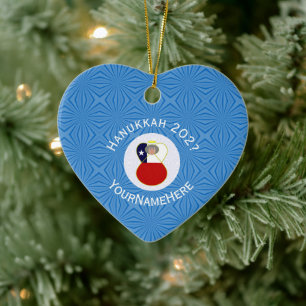 Chilean Flag Hanukkah Angel Abuela Name Year Heart Ceramic Tree Decoration