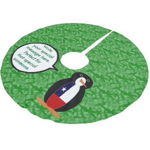 Chilean Flag Holiday Ms. Penguin Talking Brushed Polyester Tree Skirt
