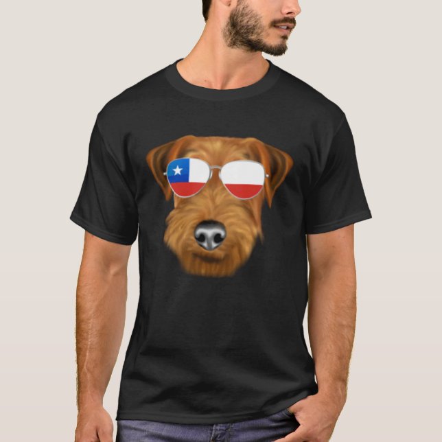 Chilean Flag Welsh Terrier Dog Chile Pocket T-Shirt (Front)
