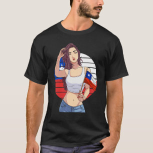 Chilean Girl Latino Pride Chile Flag Proud Chileno T-Shirt
