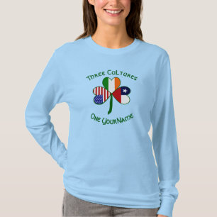 Chilean Irish USA Flags Shamrock Personalised T-Shirt