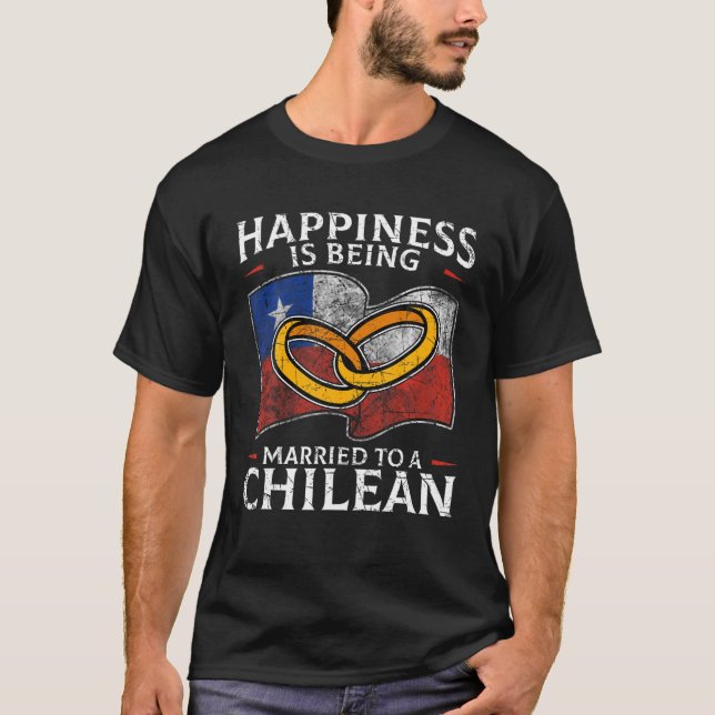 Chilean Marriage Chile Married Flag Wedded Culture T-Shirt (Front)