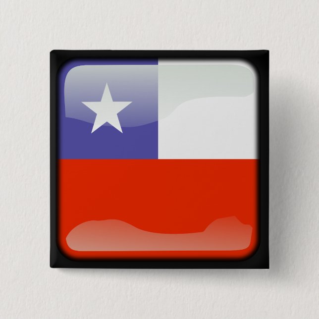 Chilean polished flag 15 cm square badge (Front)