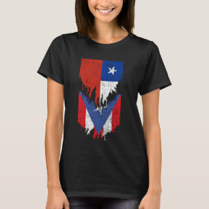 Chilean Puerto Rican Flags Ripped Torn Chile Puert T-Shirt