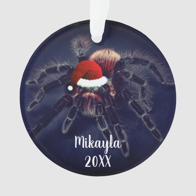  Chilean Rose Hair Tarantula in Santa Hat Ornament (Front)