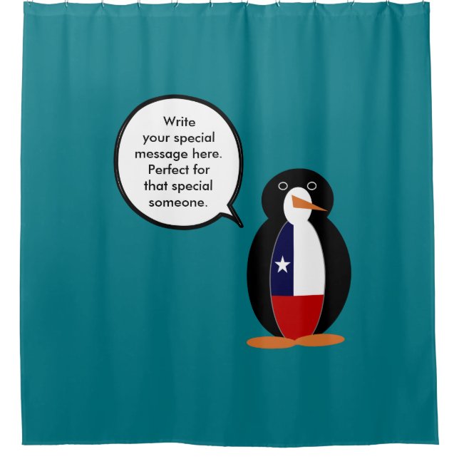 Chilean Talking Ms. Penguin Personalised Shower Curtain (Front)