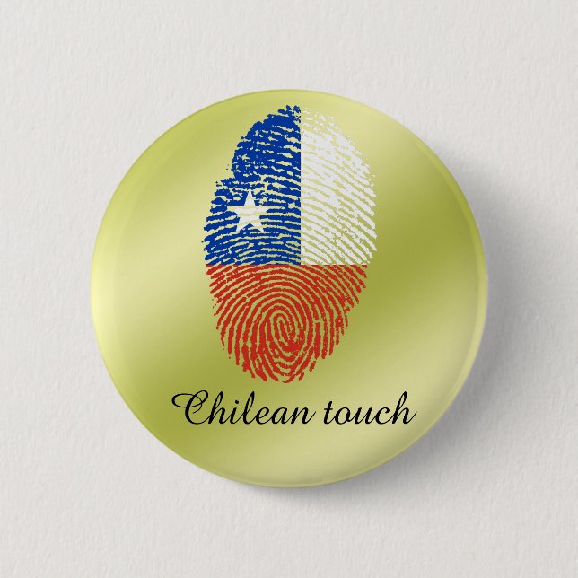 Chilean touch fingerprint flag 6 cm round badge (Front)