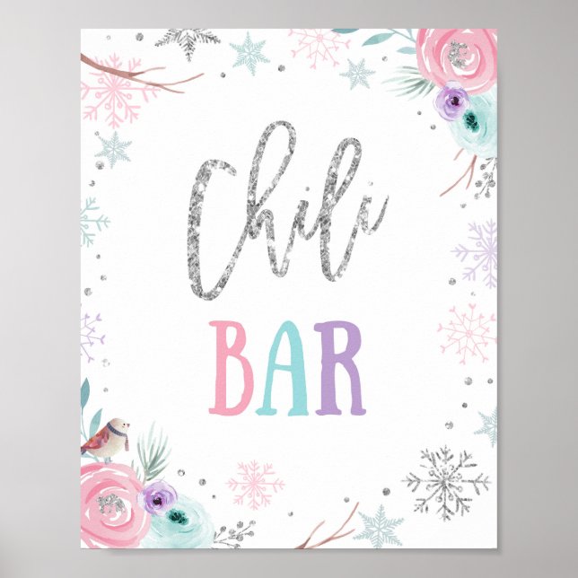 Chili Bar Food Winter Onederland Girl Birthday Poster (Front)