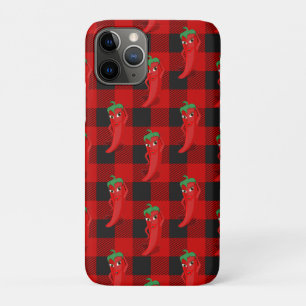 Chili Pepper Buffalo Plaid Pattern Black and Red  iPhone 11 Pro Case