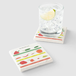 Chili Pepper Chart Stone Coaster
