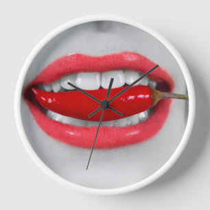 Chili pepper lips clock