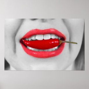 Chili pepper lips poster