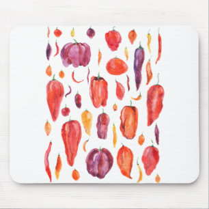 chili pepper watercolor mouse mat