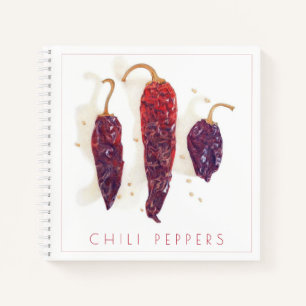 CHILI PEPPERS 8.5x8.5 Spiral Notebook + Text