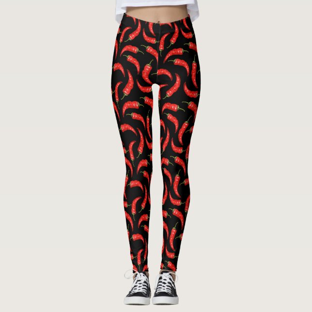 Chili peppers on black leggings (Front)