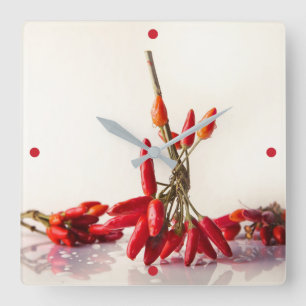 Chili Peppers Square Wall Clock