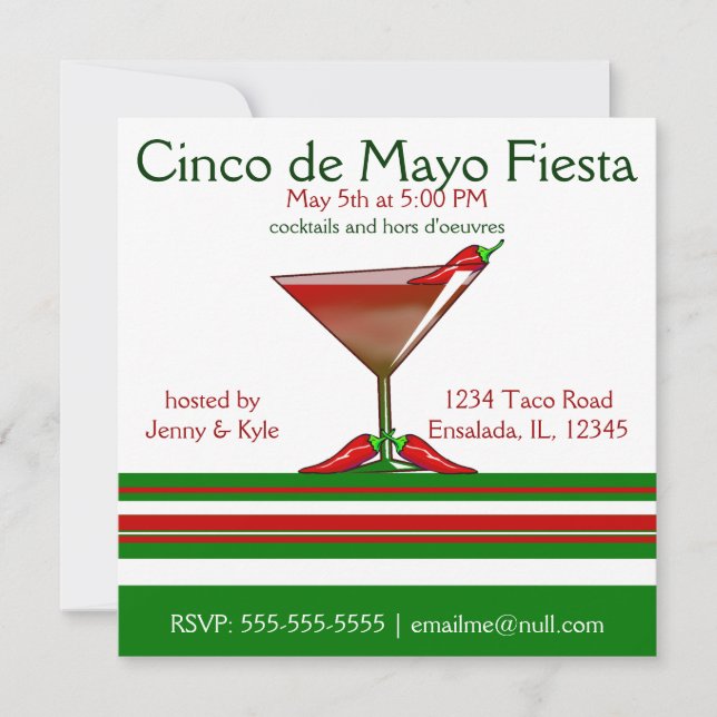 Chilitini Cinco de Mayo Fiesta Party Invitation (Front)