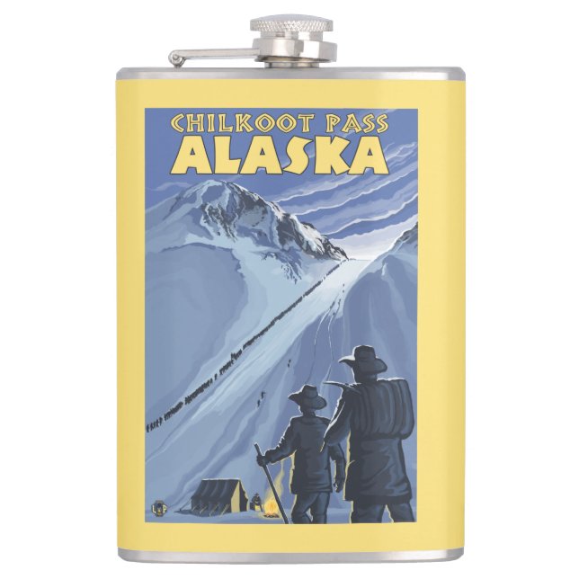 Chilkoot Pass, Alaska Gold Miners Hip Flask (Front)