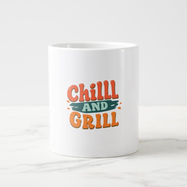 Chill and Grill  Large Coffee Mug (Front)