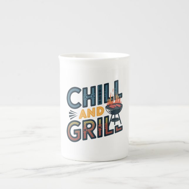 Chill and Grill Mug - Perfect for BBQ Lovers (Front)