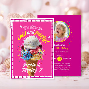 Chill and Party Ice Cream Birthday Invitation