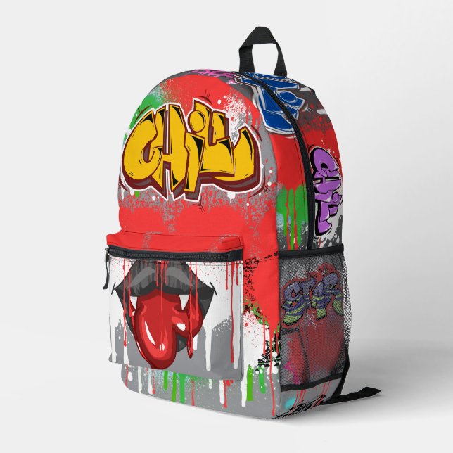 Chill attractive vampire bloody background modern printed backpack (Back Corner Right)