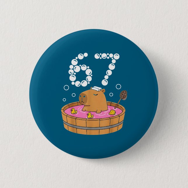 Chill Bath Tub Capybara Sauna 67 Relaxed Animal Fu 6 Cm Round Badge (Front)