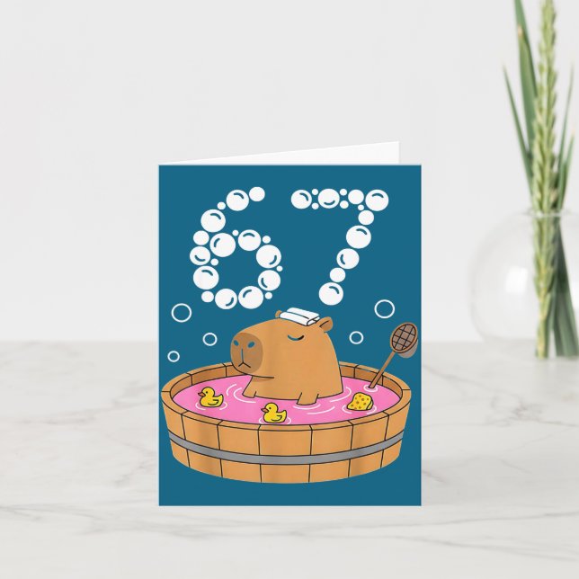 Chill Bath Tub Capybara Sauna 67 Relaxed Animal Fu Card (Front)