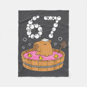 Chill Bath Tub Capybara Sauna 67 Relaxed Animal Fu Fleece Blanket