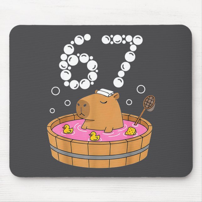 Chill Bath Tub Capybara Sauna 67 Relaxed Animal Fu Mouse Mat (Front)