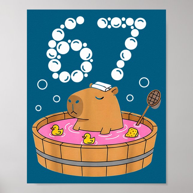 Chill Bath Tub Capybara Sauna 67 Relaxed Animal Fu Poster (Front)