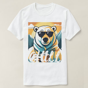 Chill bear Cool Polar Bear Having Coffee Trendy T-Shirt